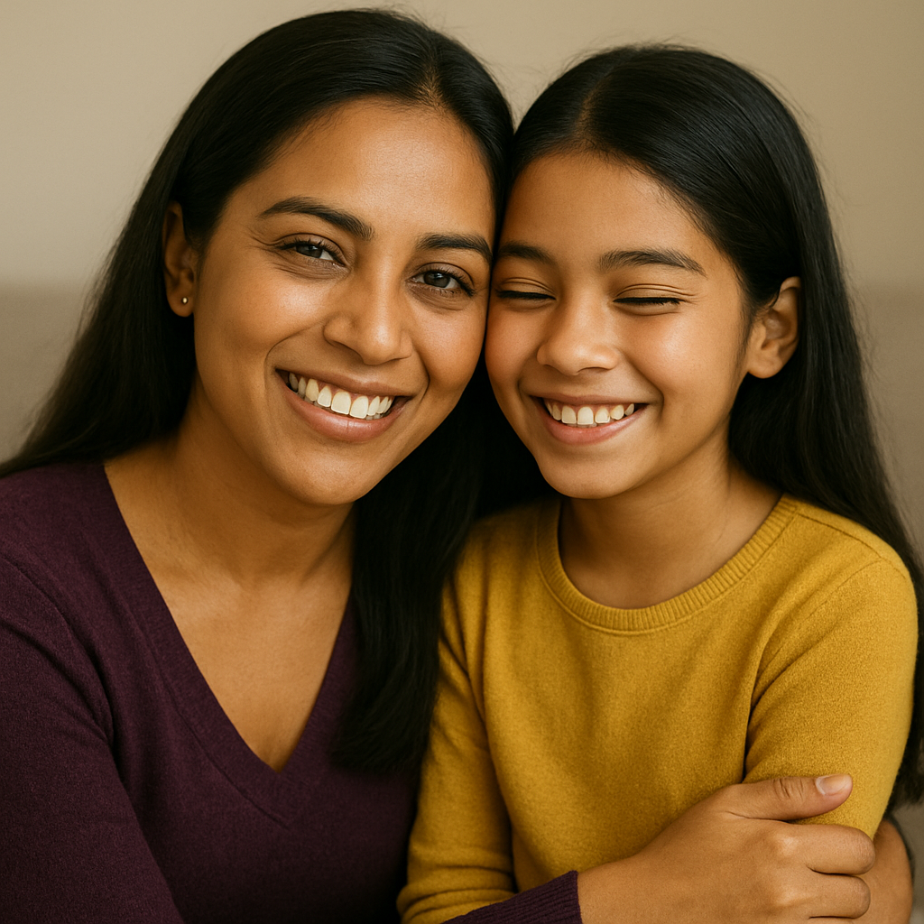 Mother tutoring child